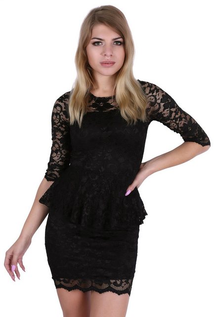 Sarcia.eu Minikleid John Zack - Schwarzes Kleid mit Schößchen, langarm, Spi günstig online kaufen