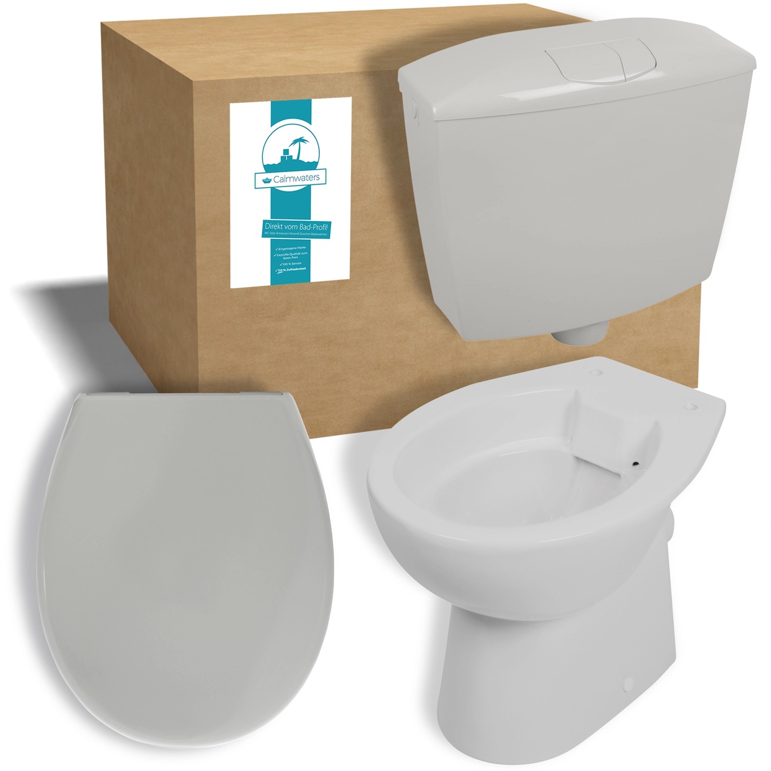 Calmwaters Stand-WC Manhattan-Grau Spülrandlos Set WC-Sitz Spülkasten 99000 günstig online kaufen