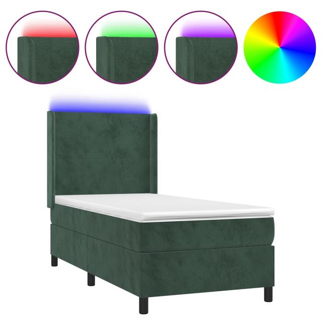 vidaXL Bett Boxspringbett mit Matratze & LED Dunkelgrün 80x200 cm Samt günstig online kaufen