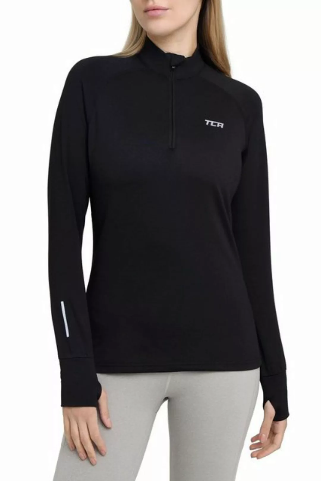TCA Langarmshirt TCA Damen Winter Laufshirt mit Brustreißverschluss - Schwa günstig online kaufen