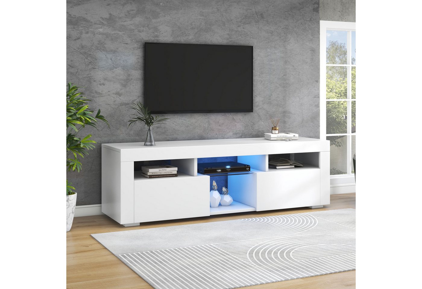 Gotagee TV-Schrank 140cm Hochglanz-TV-Panel Modern TV-Schrank TV lowboard B günstig online kaufen