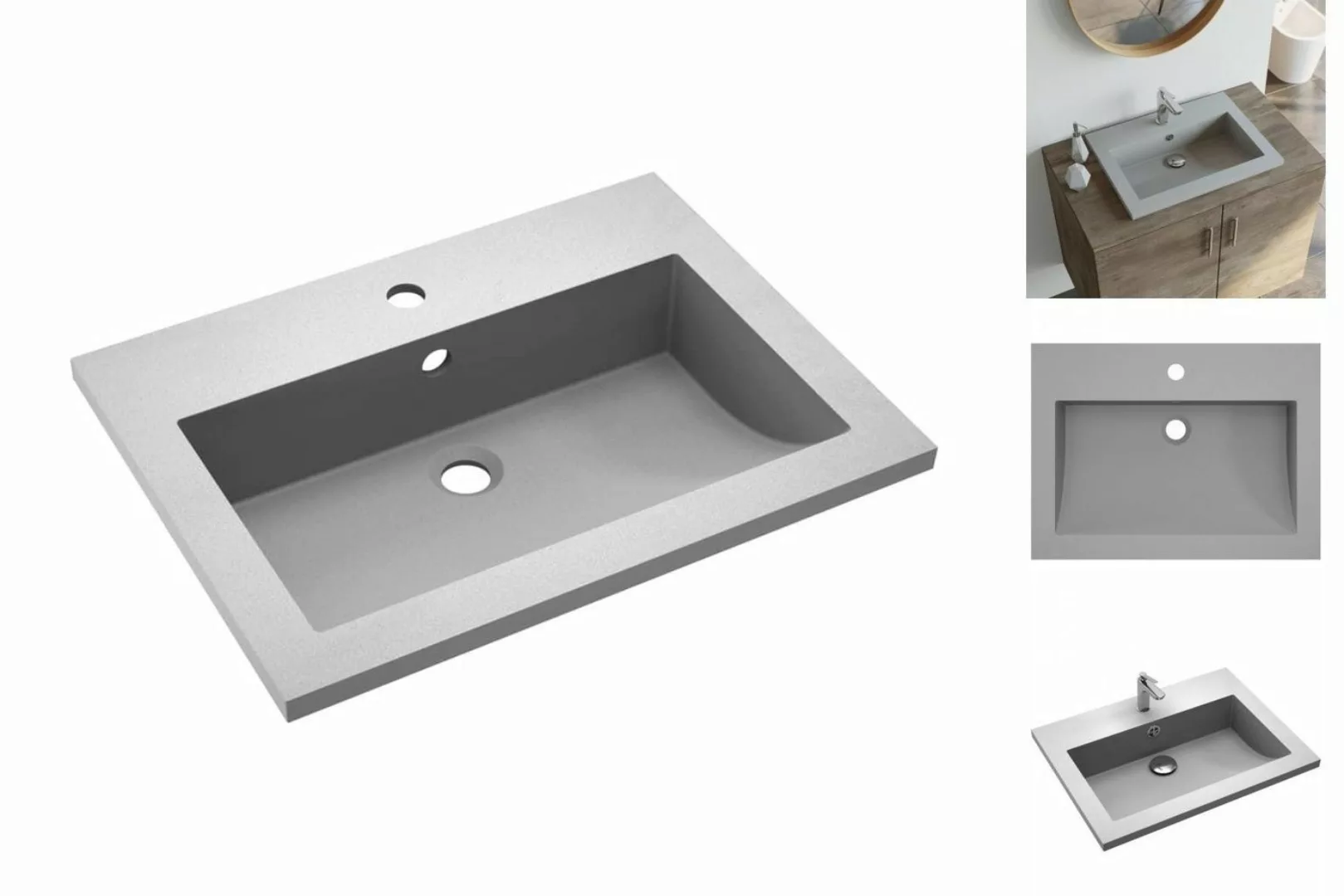 vidaXL Waschbeckenschrank Granitbecken 600450120 mm Grau günstig online kaufen