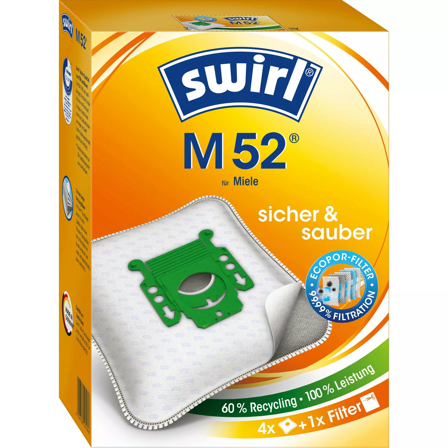 Swirl® Staubsaugerbeutel M 52® EcoPor® 4 St. günstig online kaufen