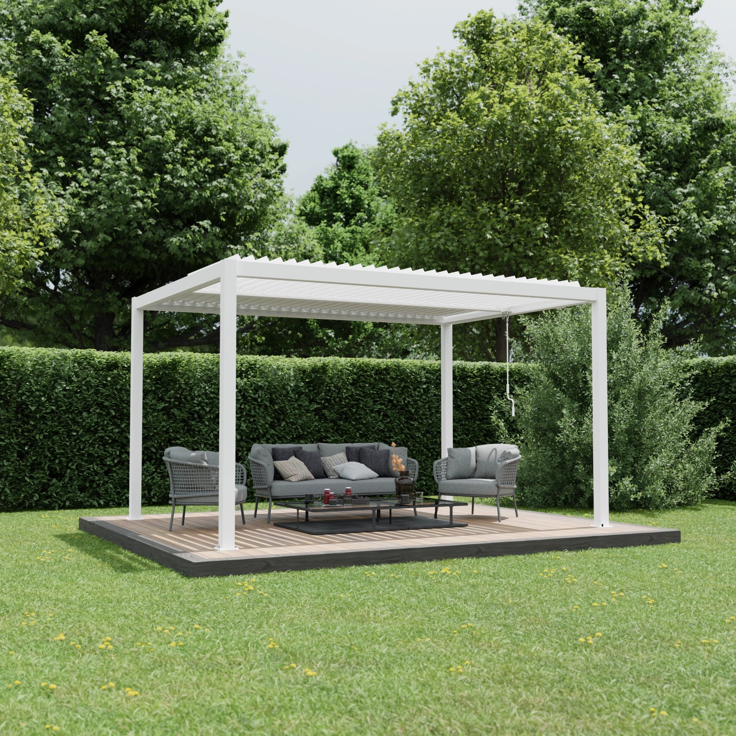 Ximax Pergola Shade Aluminium 300 cm x 400 cm Weiß inkl. Beleuchtung günstig online kaufen