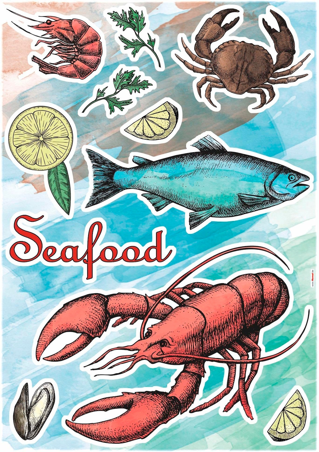 Komar Wandtattoo "Seafood - Größe 50 x 70 cm", selbstklebend, Wandsticker günstig online kaufen