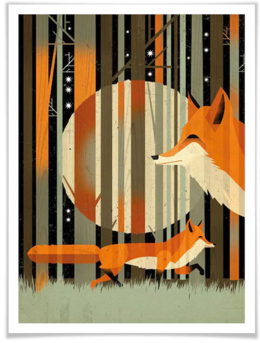 Wall-Art Poster »Midnight Foxes«, Schriftzug, (1 St.), Poster ohne Bilderra günstig online kaufen