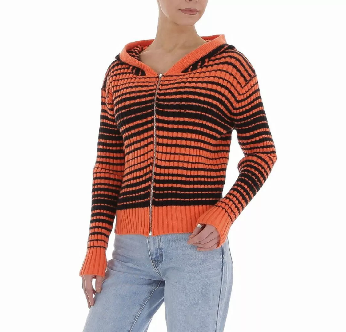 Ital-Design Strickpullover Damen Freizeit Kapuze Gestreift Stretch Strickpu günstig online kaufen