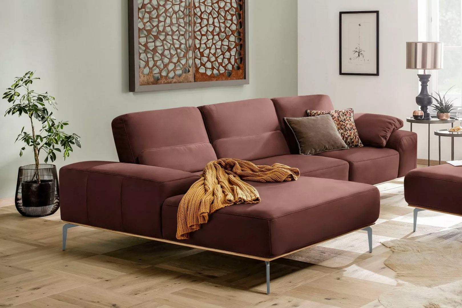 W.SCHILLIG Ecksofa run, mit elegantem Holzsockel, Füße in Silber matt, Brei günstig online kaufen