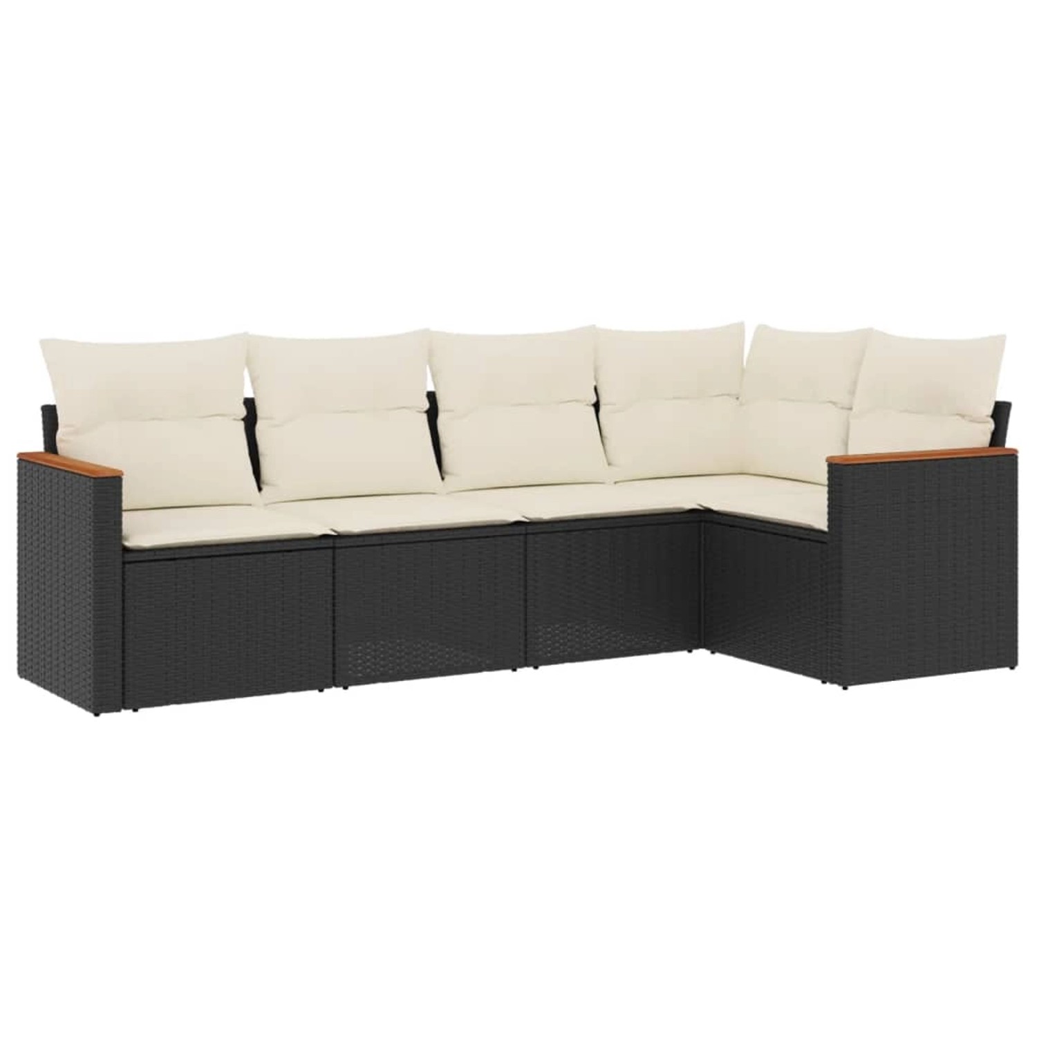 vidaXL 5-Tlg Garten-Sofagarnitur mit Kissen Schwarz Poly Rattan 3225944 günstig online kaufen