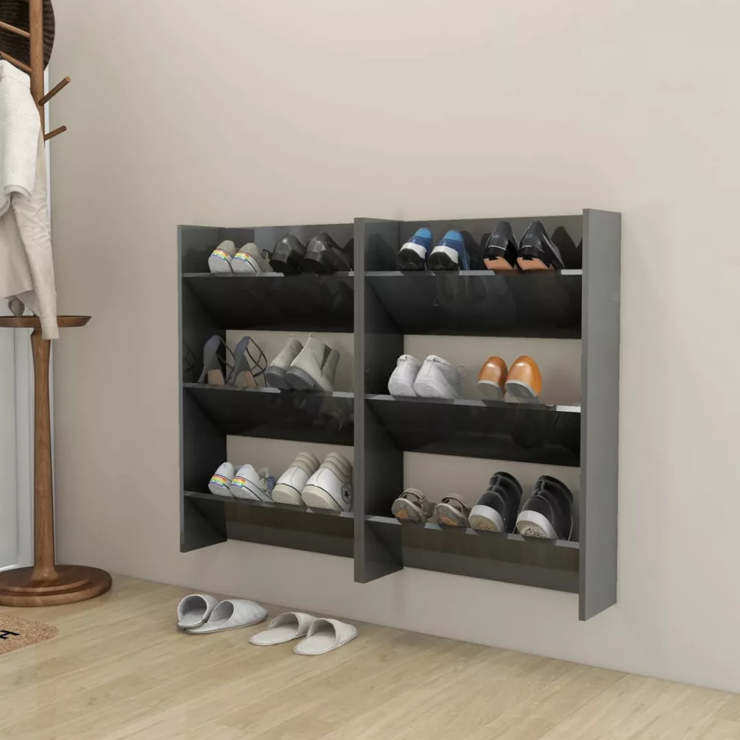 Wand-schuhschrenke 2 Stk. Hochglanz-grau 60x18x90 Cm Spanplatte günstig online kaufen