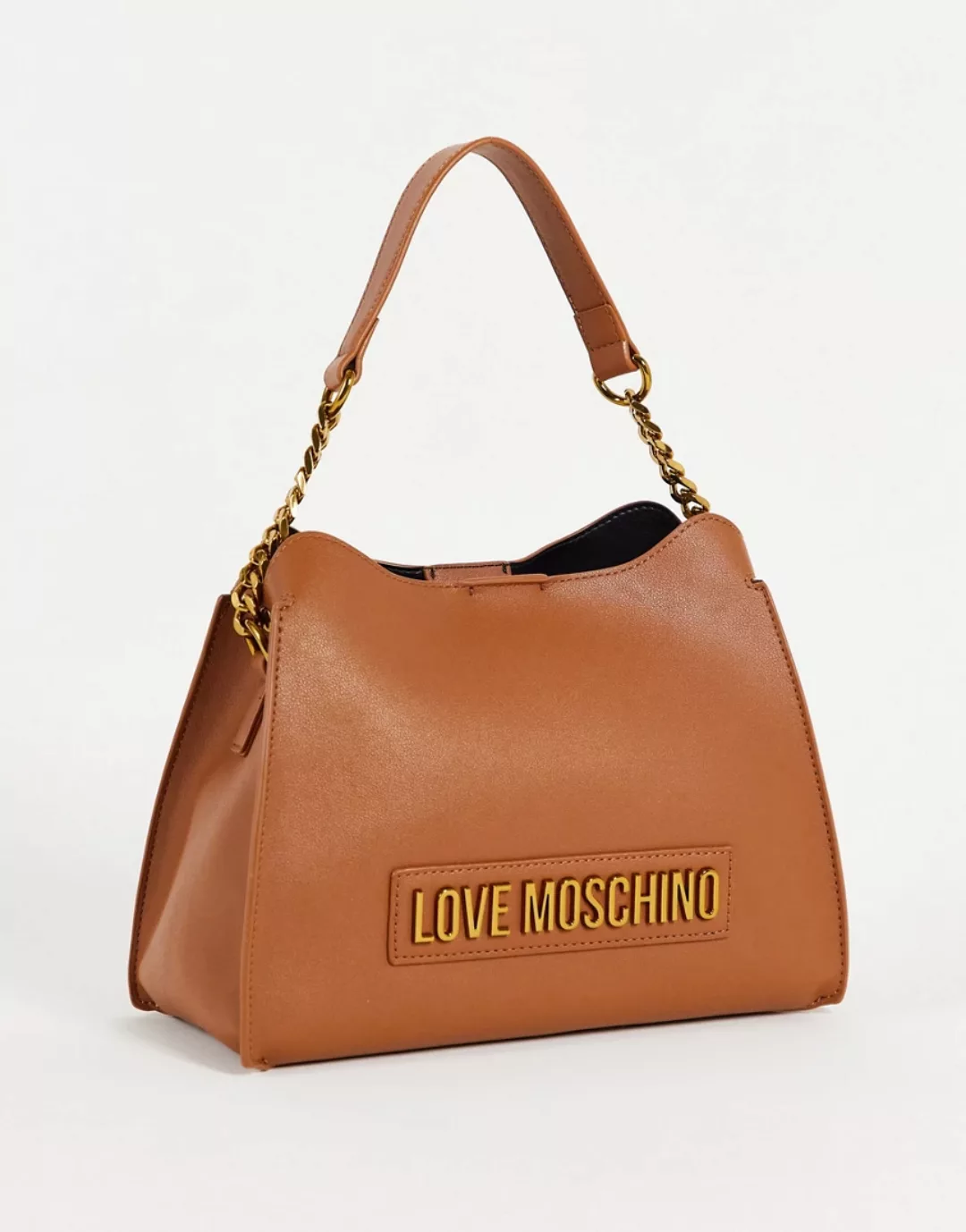 Love Moschino – Schultertasche in Hellbraun mit Logo günstig online kaufen