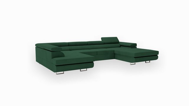 Goldstoff Wohnlandschaft VENUS U-Form Ecksofa mit Schlaffunktion und Bettka günstig online kaufen