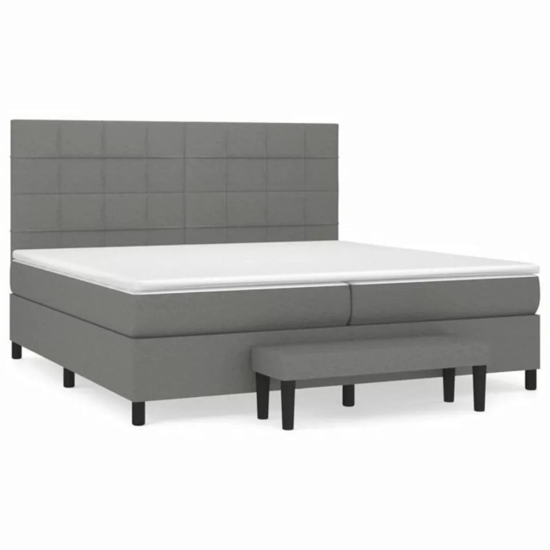 vidaXL Bettgestell Boxspringbett mit Matratze Dunkelgrau 200x200 cm Stoff B günstig online kaufen