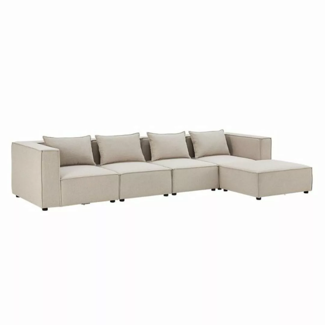 Juskys Ecksofa Domas, 5 Teile, XL, modulare Couch für Wohnzimmer, 4 Sitzer günstig online kaufen