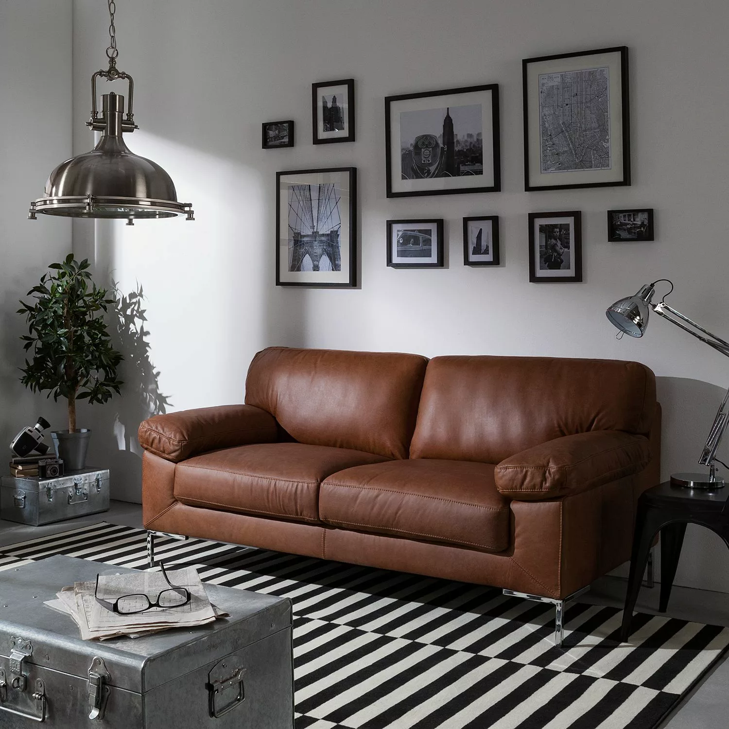 home24 ars manufacti Sofa Parlin 2,5-Sitzer Mokka Echtleder 185x82x95 cm (B günstig online kaufen