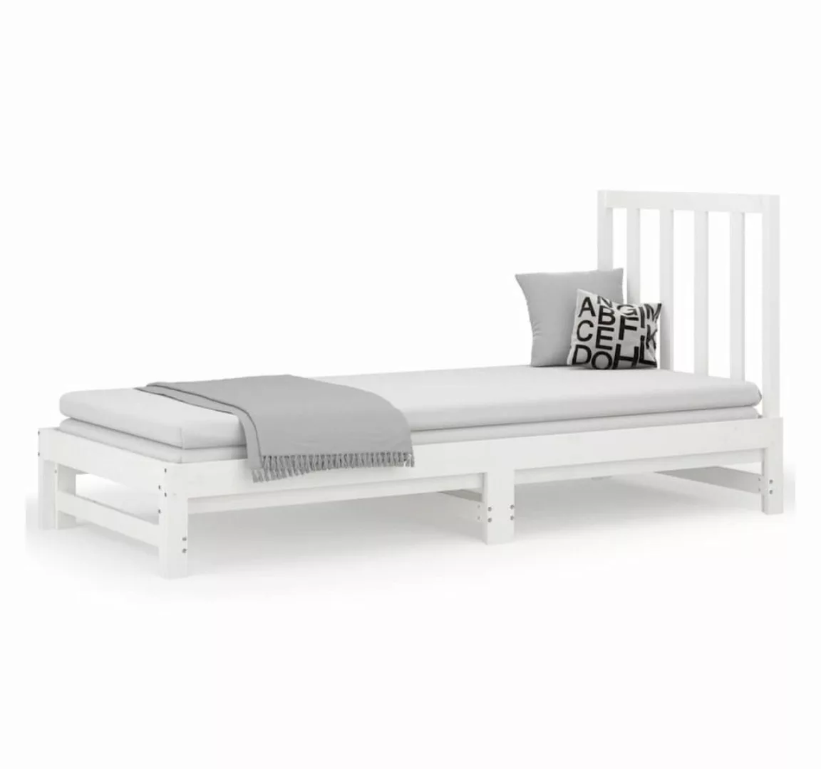 vidaXL Gästebett Gästebett Tagesbett Ausziehbar Weiß 2x90x190 cm Massivholz günstig online kaufen