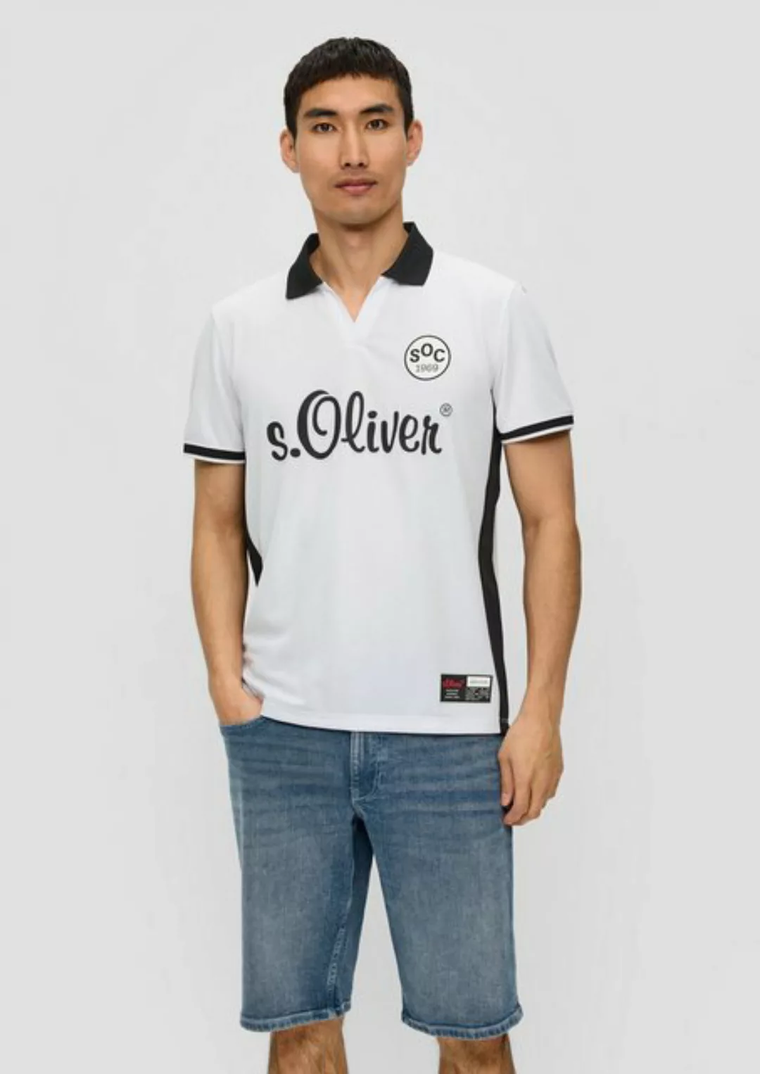 s.Oliver Kurzarmshirt Unisex Poloshirt mit EM-Print und offenem Kragen Appl günstig online kaufen