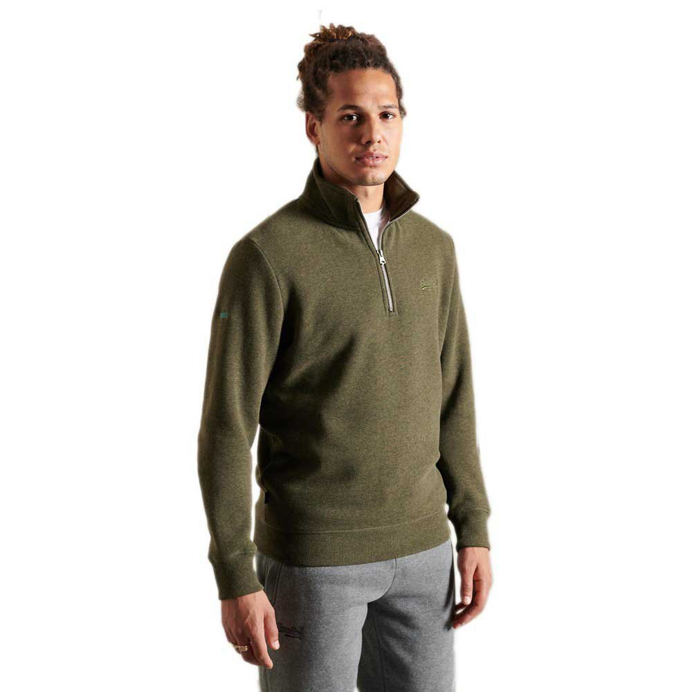 Superdry Vintage Logo Emb Henley Halber Reißverschluss Pullover M Olive mar günstig online kaufen