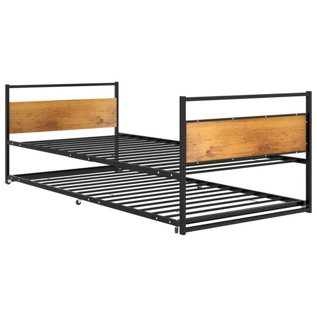 vidaXL Bettgestell Ausziehbett Schwarz Metall 90x200 cm Einzelbett Bett Bet günstig online kaufen