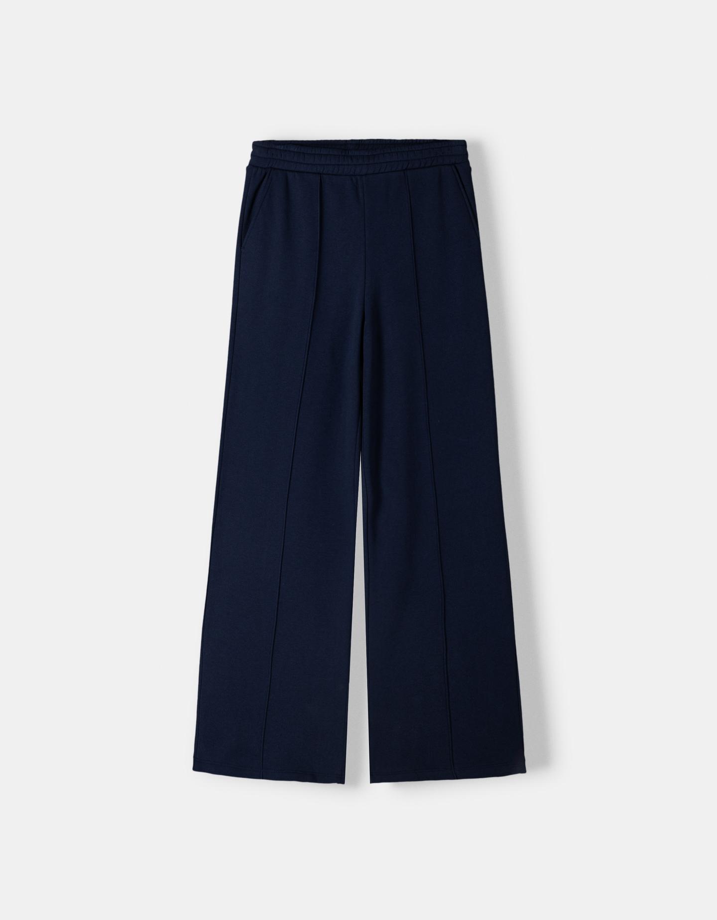 Bershka Wide Leg Hose Aus Plüsch Damen 10-12 Marinenblau günstig online kaufen