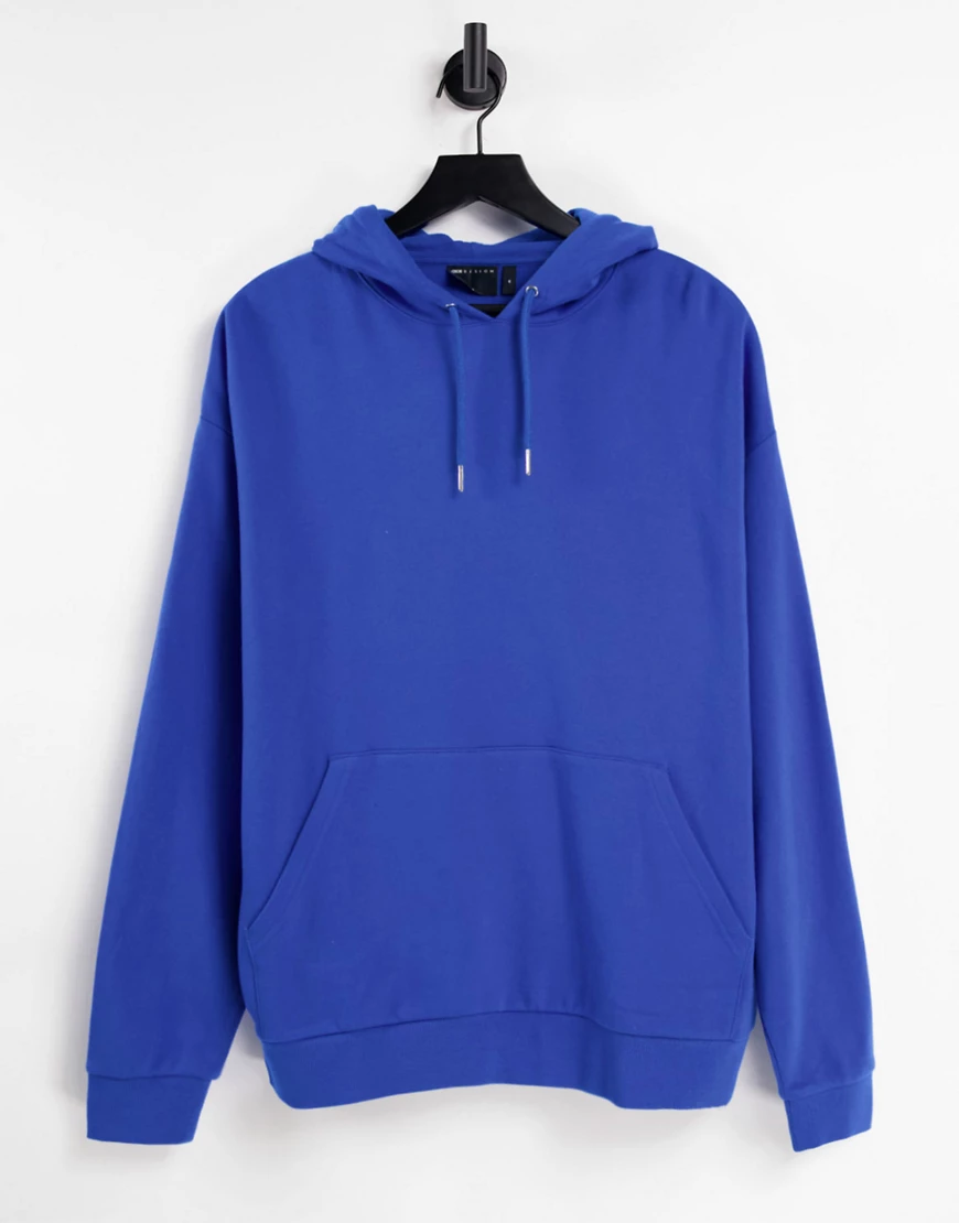 ASOS DESIGN – Oversized-Kapuzenpullover in Blau günstig online kaufen