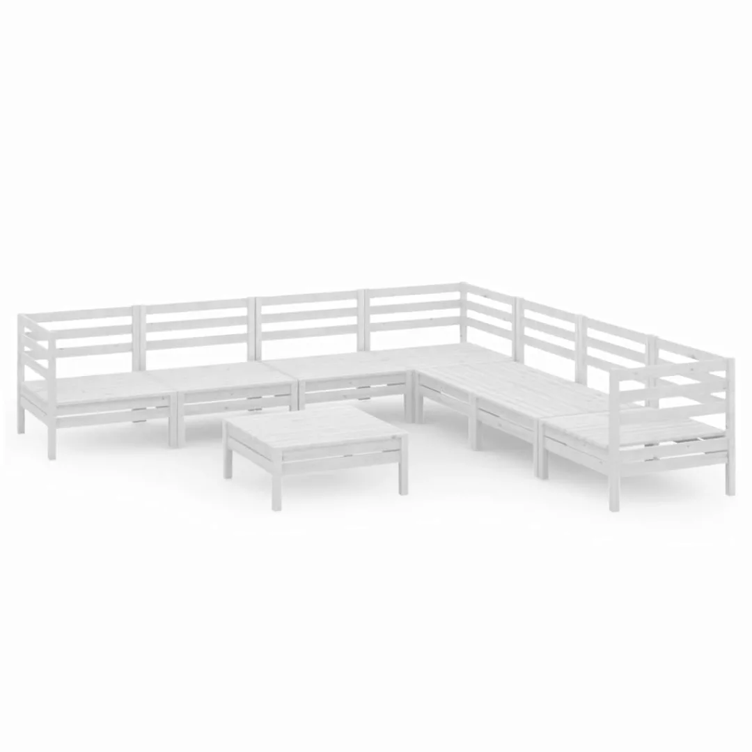 8-tlg. Garten-lounge-set Massivholz Kiefer Weiß günstig online kaufen