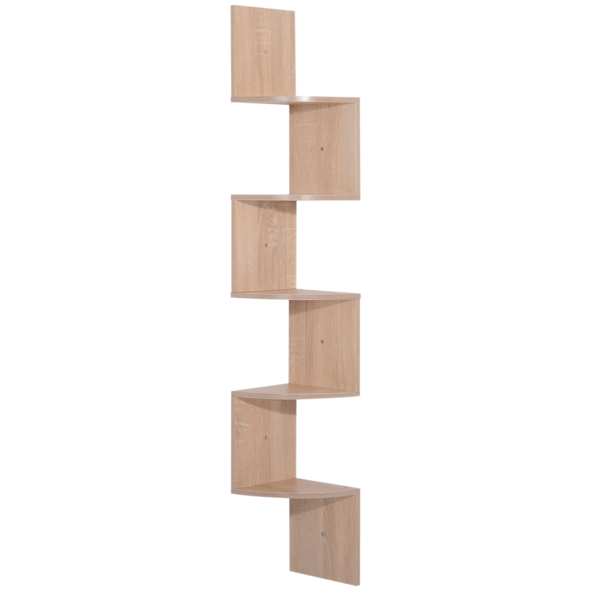 HOMCOM Eckenregal Wandregal Zigzag-Design 20L x 20B x 126H cm 5 Ebenen Holz günstig online kaufen