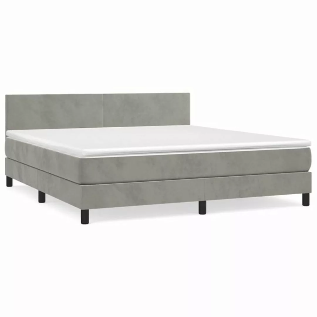 furnicato Bett Boxspringbett mit Matratze Hellgrau 180x200 cm Samt (1-tlg) günstig online kaufen