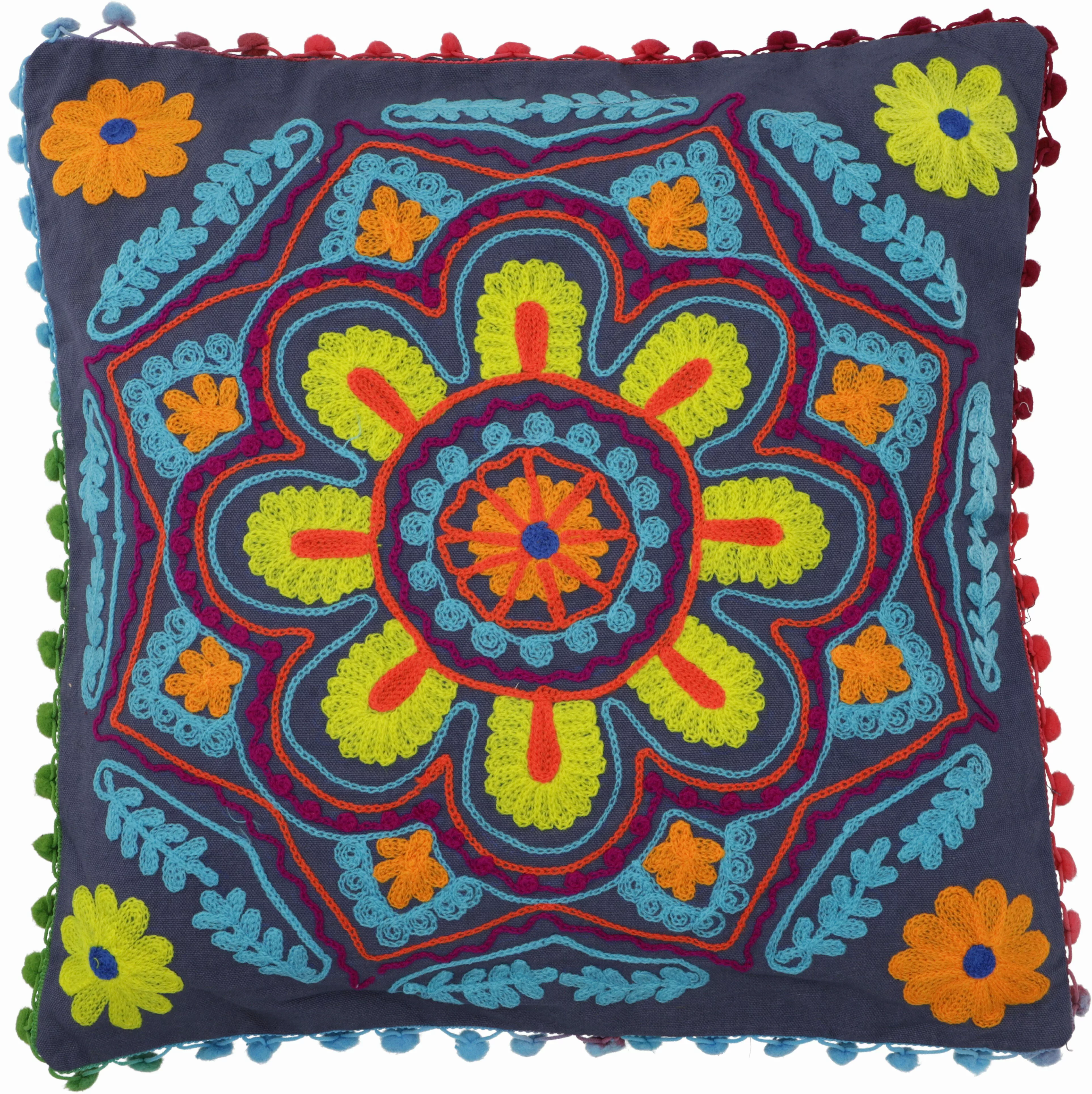 Guru-Shop Kissenbezüge Boho Kissenhülle, farbenfrohes besticktes.. günstig online kaufen