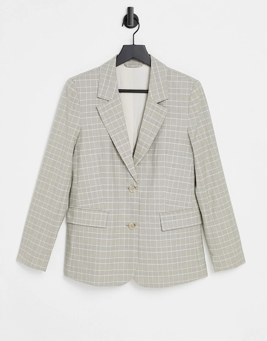 & Other Stories – Karierter Blazer in Beige-Neutral günstig online kaufen