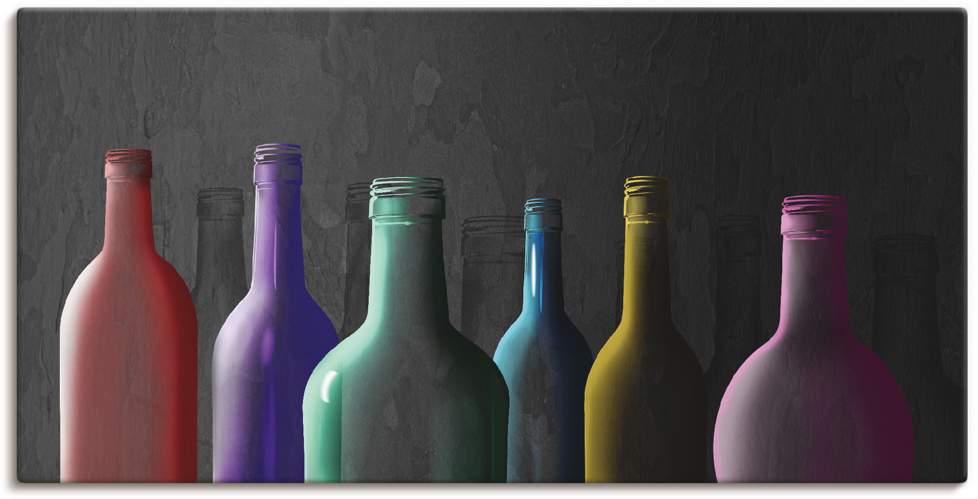 Artland Leinwandbild "Bunte Glasflaschen", Getränke, (1 St.), auf Keilrahme günstig online kaufen