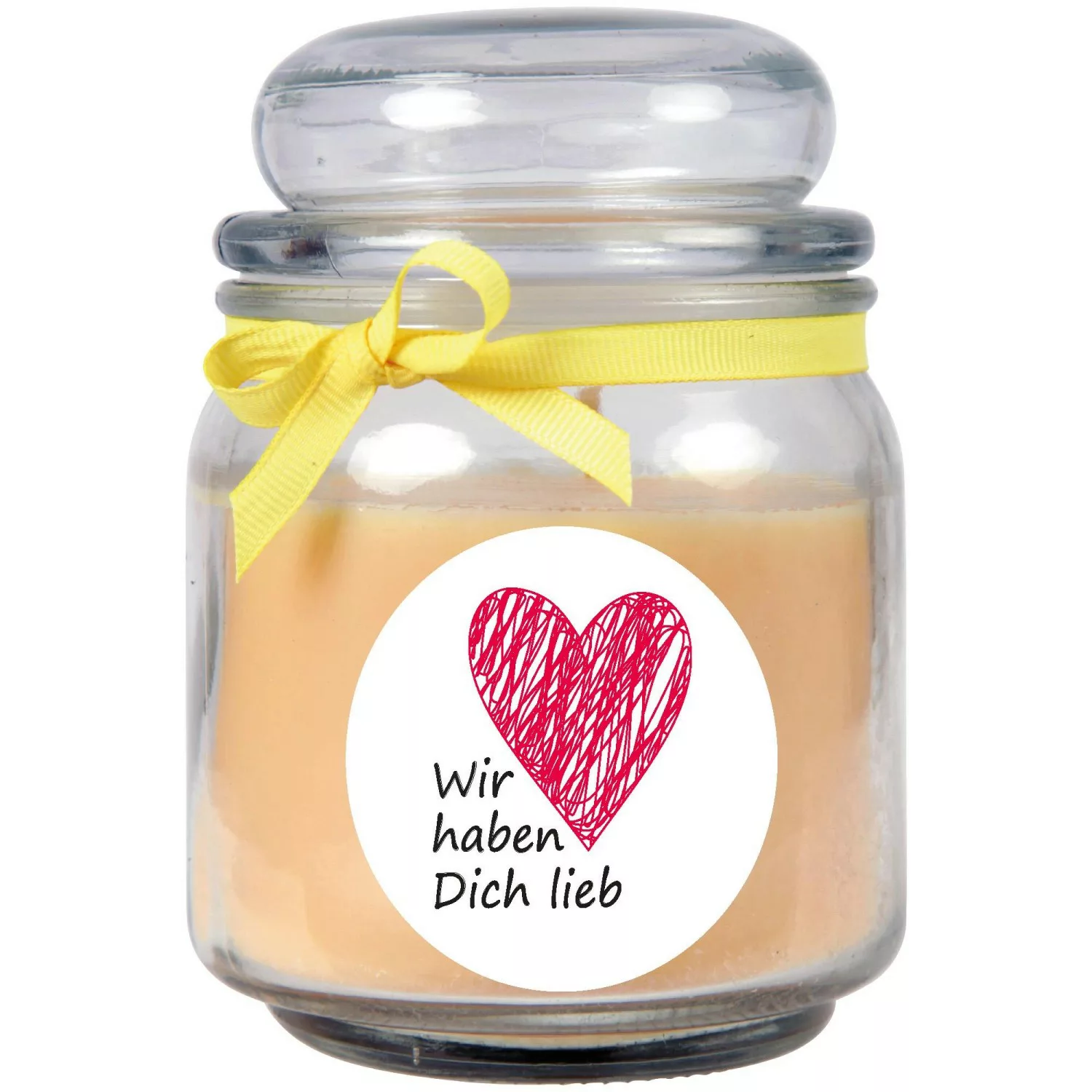 HS Candle Duftkerze & Bonbon Glas Herzen Gelb Vanille günstig online kaufen