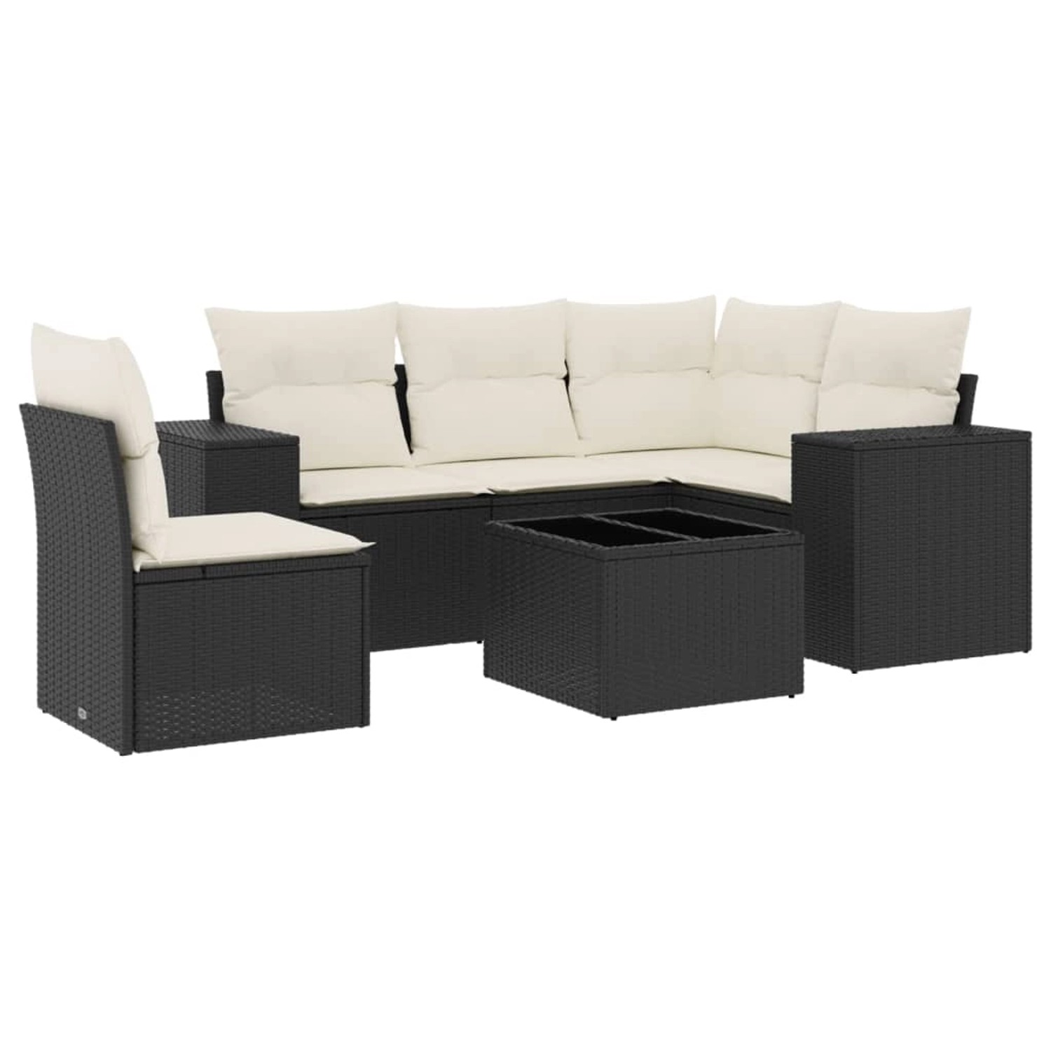 vidaXL 6-tlg Garten-Sofagarnitur mit Kissen Schwarz Poly Rattan Modell 246 günstig online kaufen