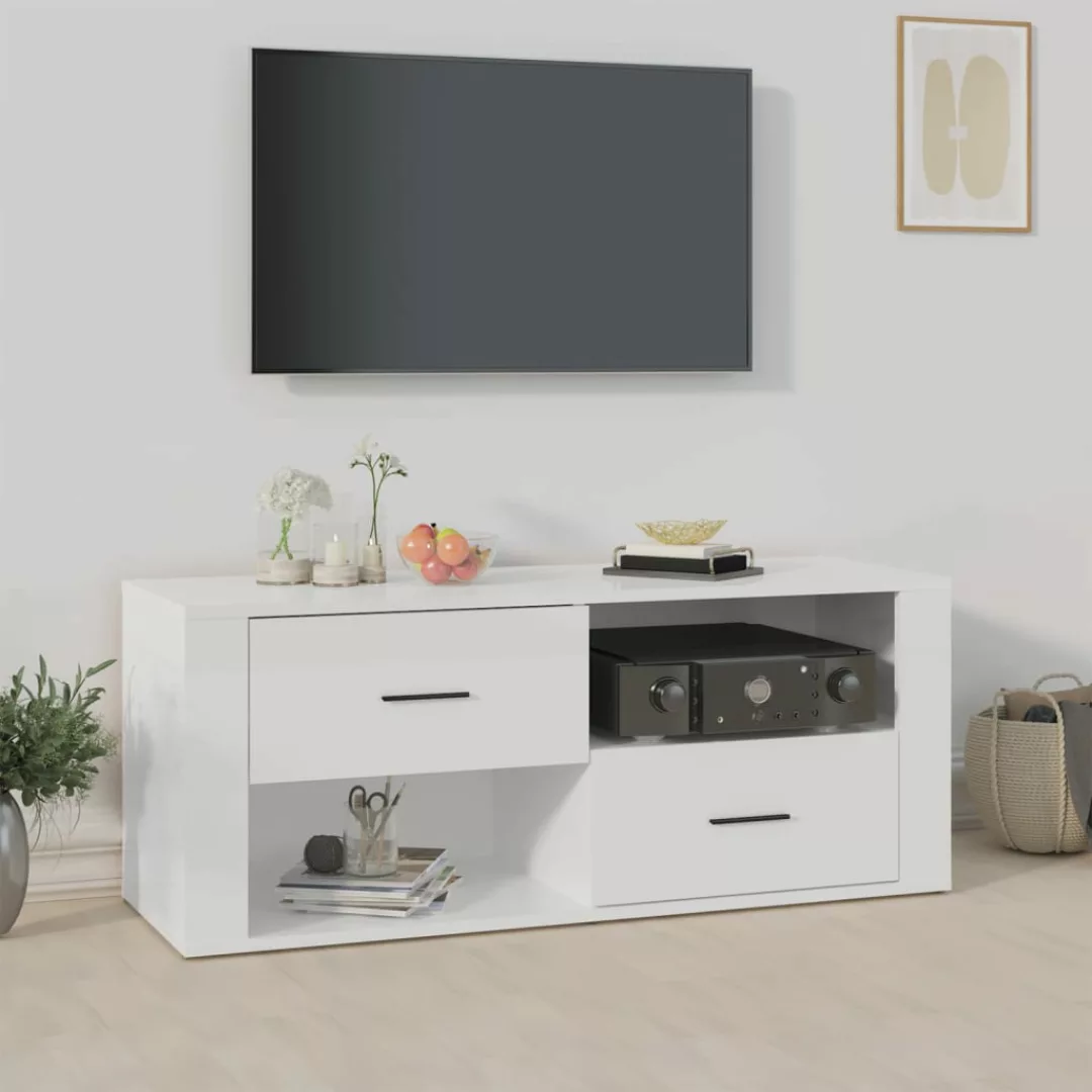 Vidaxl Tv-schrank Hochglanz-weiß 100x35x40 Cm Holzwerkstoff günstig online kaufen