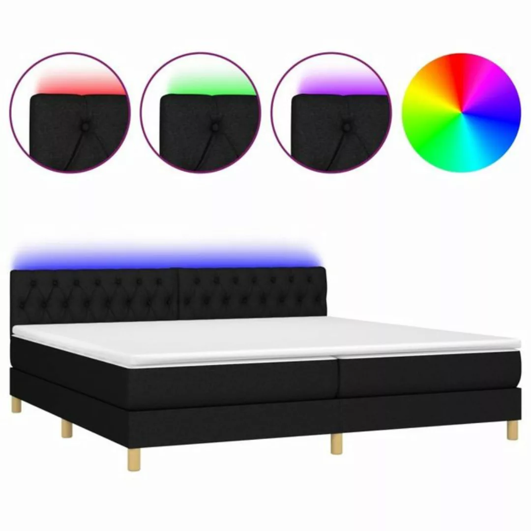 vidaXL Bettgestell Boxspringbett mit Matratze LED Schwarz 200x200 cm Stoff günstig online kaufen