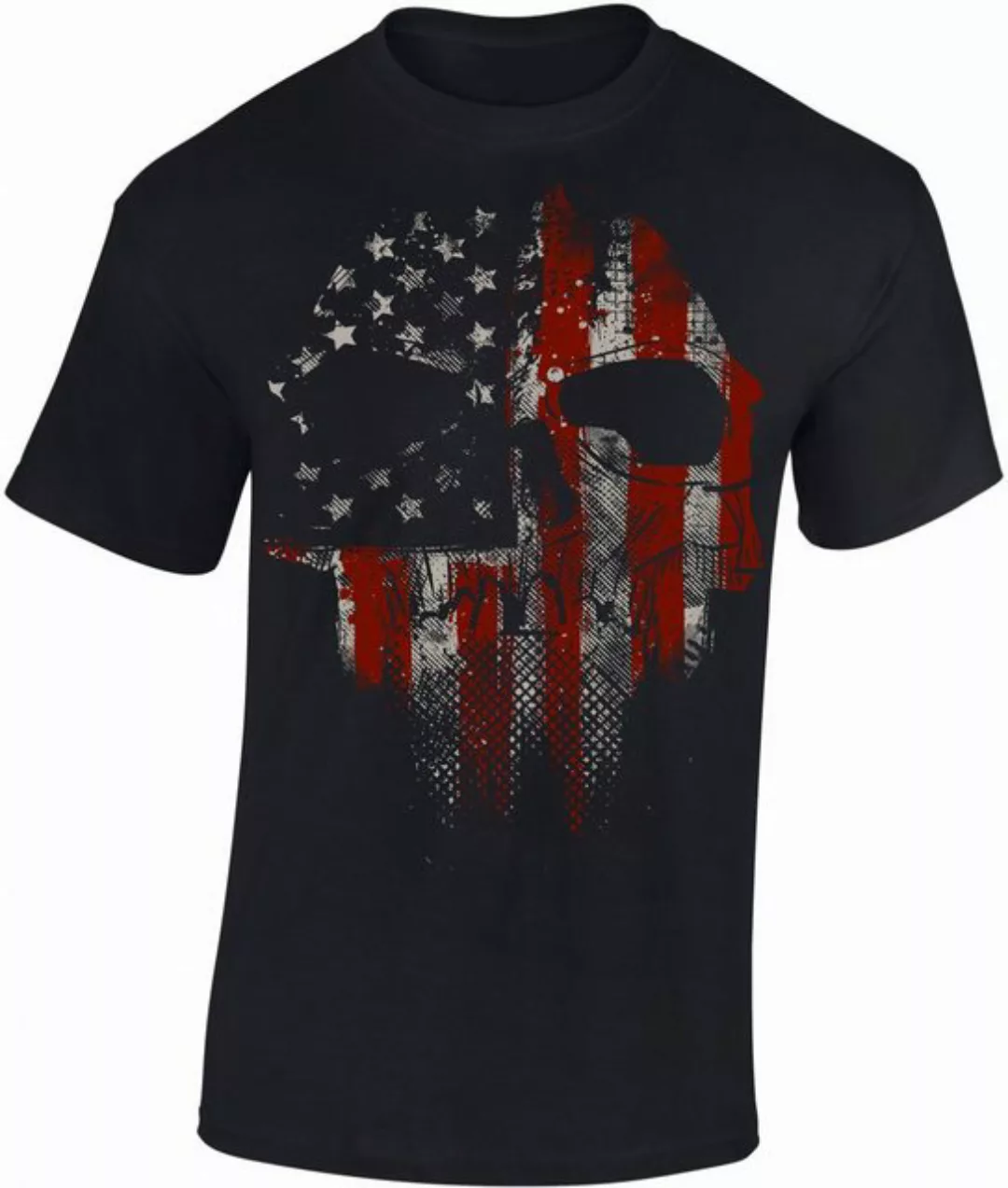 Baddery Print-Shirt Totenkopf Shirt - "American Skull" - Horror Skull Hallo günstig online kaufen
