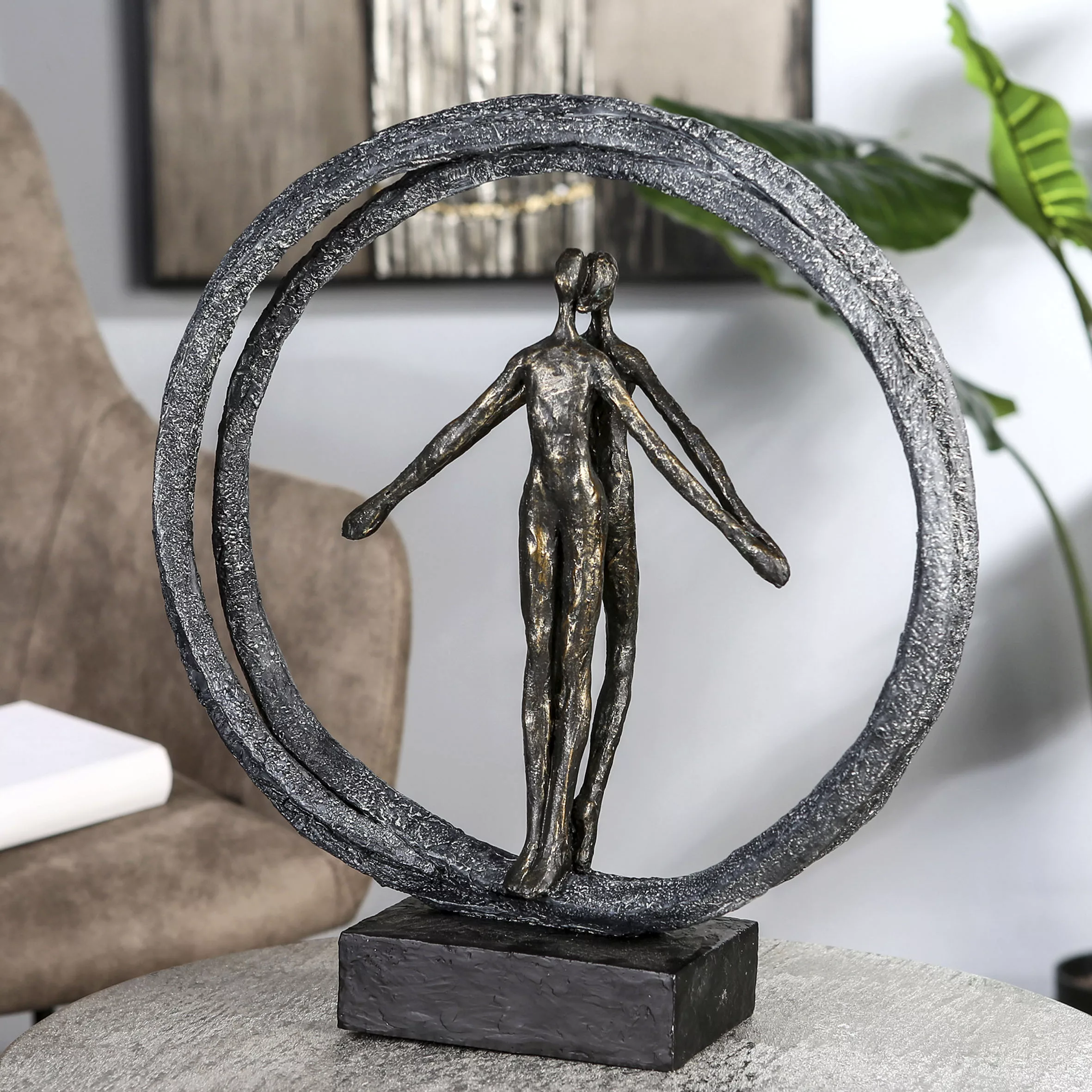 Casablanca by Gilde Dekofigur »Skulptur Paar im Ring, bronzefarben/schwarz« günstig online kaufen