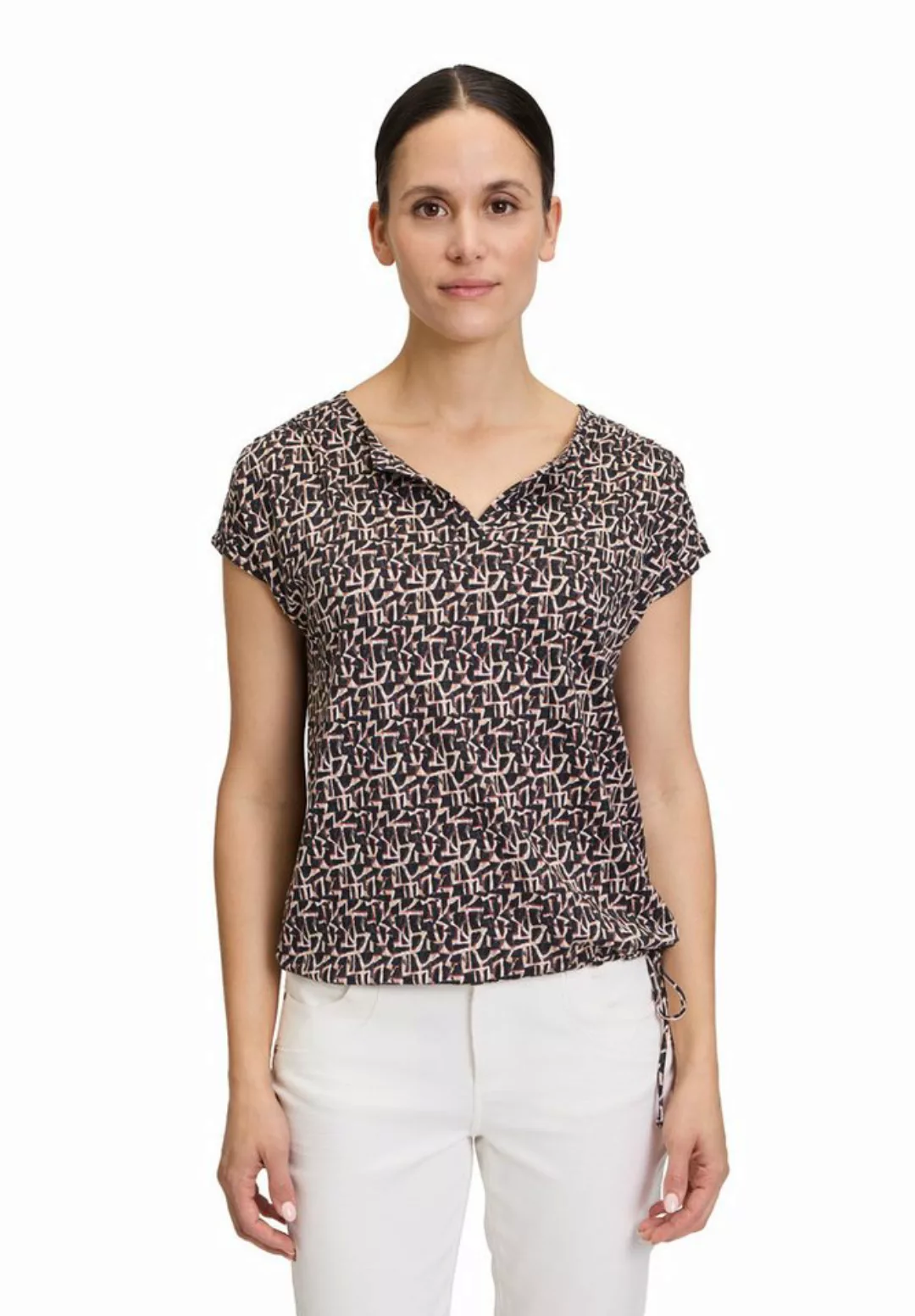 Betty&Co Kurzarmshirt Betty & Co Casual-Shirt mit Tunnelzug (1-tlg) Druck günstig online kaufen