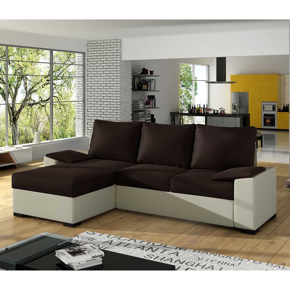 Ecksofa Sofa aus Kunstleder mit Schlaffunktion günstig online kaufen