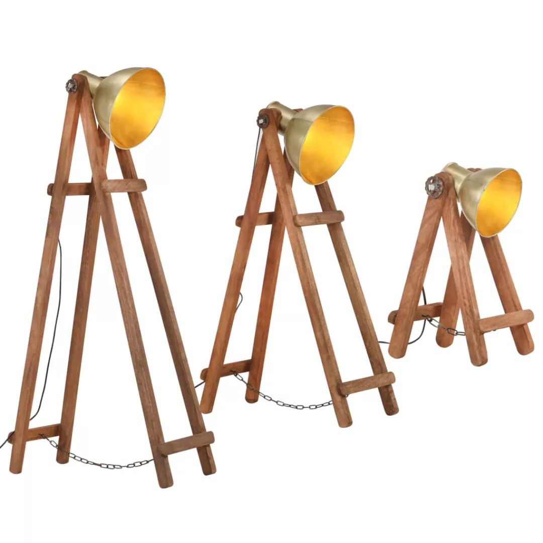 Stehlampen 3 Stk. Messing E27 Mango Massivholz günstig online kaufen