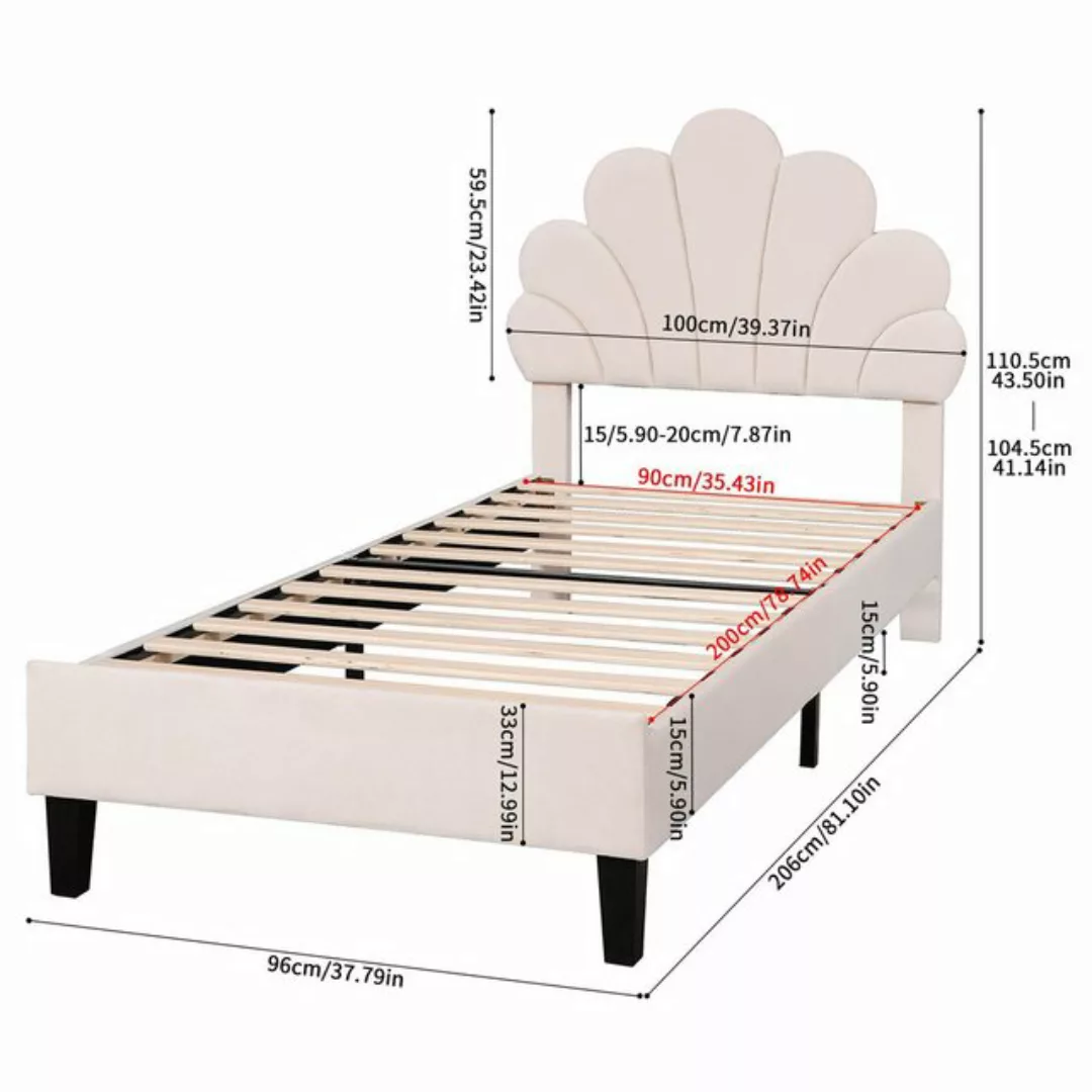 FUROKOY Polsterbett Jugendbett, Doppelbett Blütenblattbett, Kinderbett (Ver günstig online kaufen