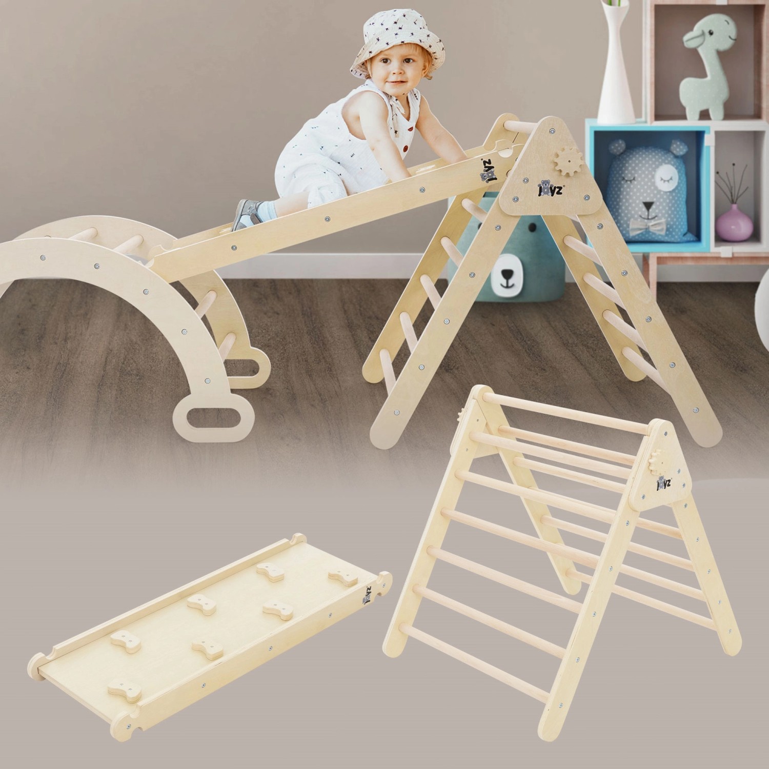 Joyz Klettergerüst Indoor Holz Spielplatz Motorik günstig online kaufen