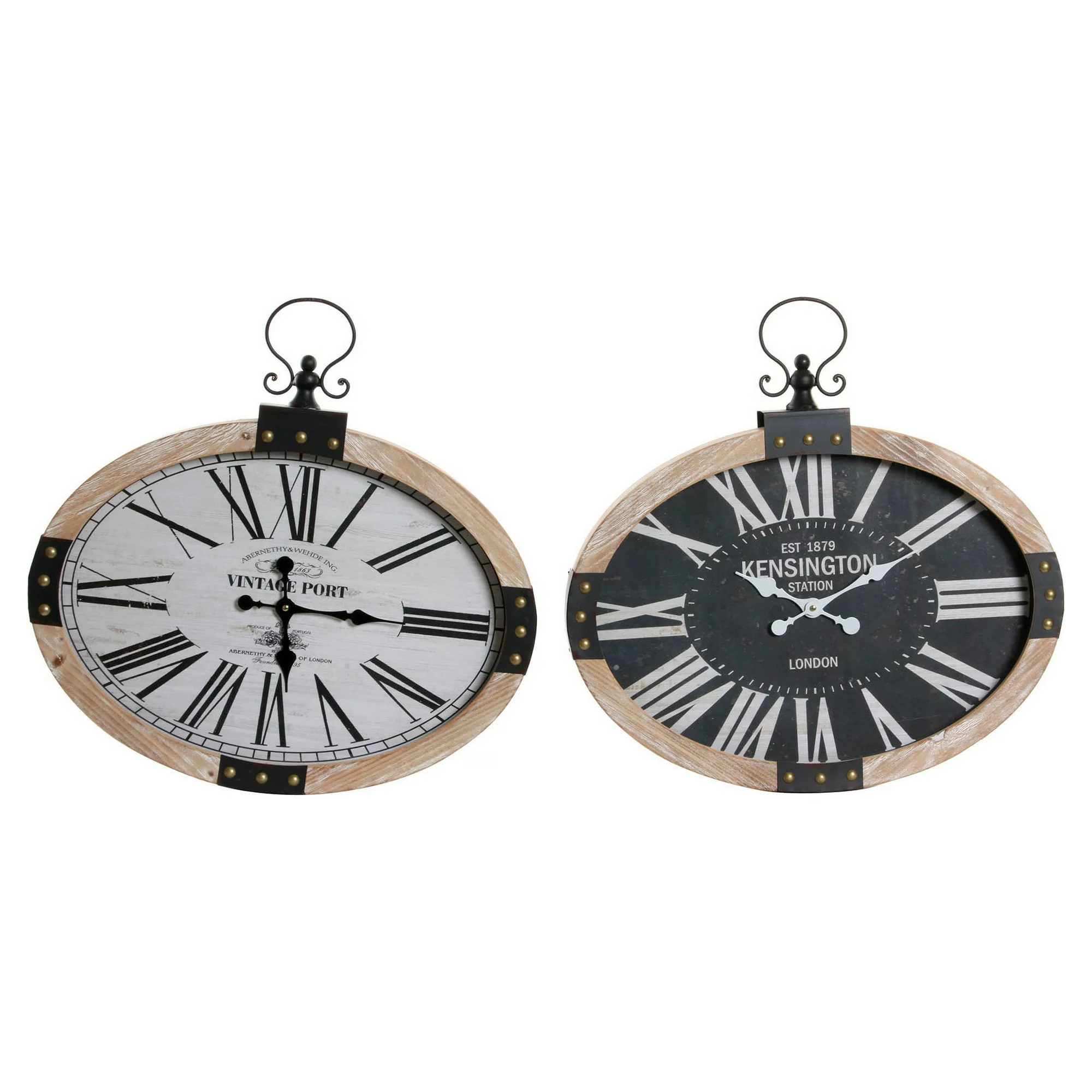 Wanduhr Dkd Home Decor Oval Schwarz Beige Eisen Holz Mdf (2 Pcs) (58 X 6.5 günstig online kaufen