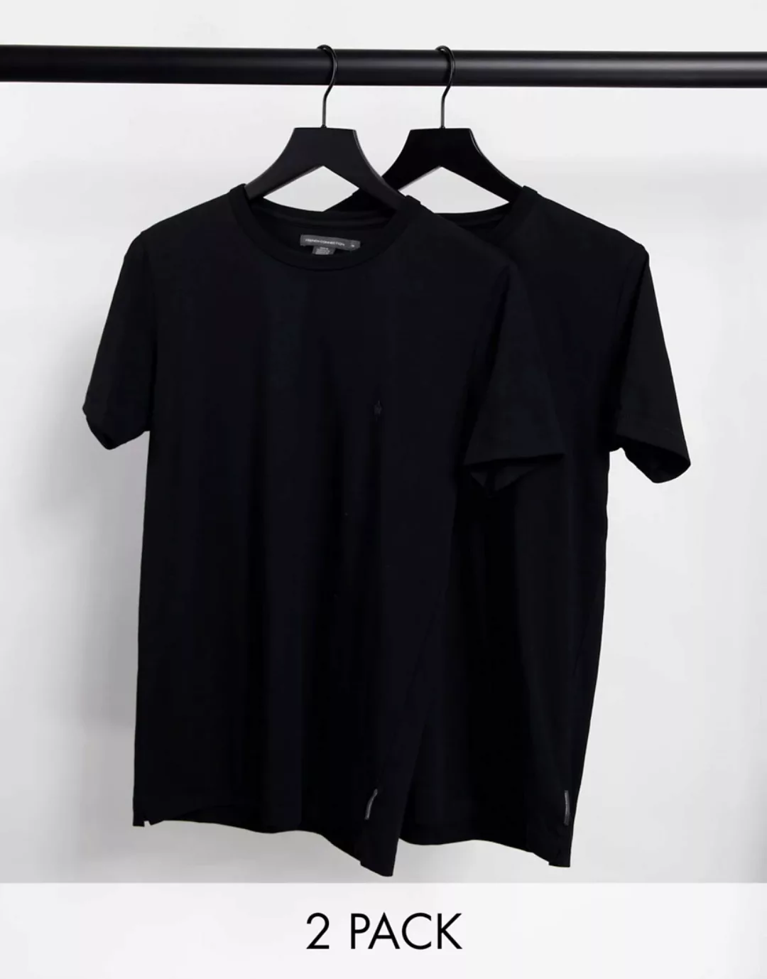 French Connection – 2er-Pack T-Shirts mit Rundhalsausschnitt in Schwarz günstig online kaufen
