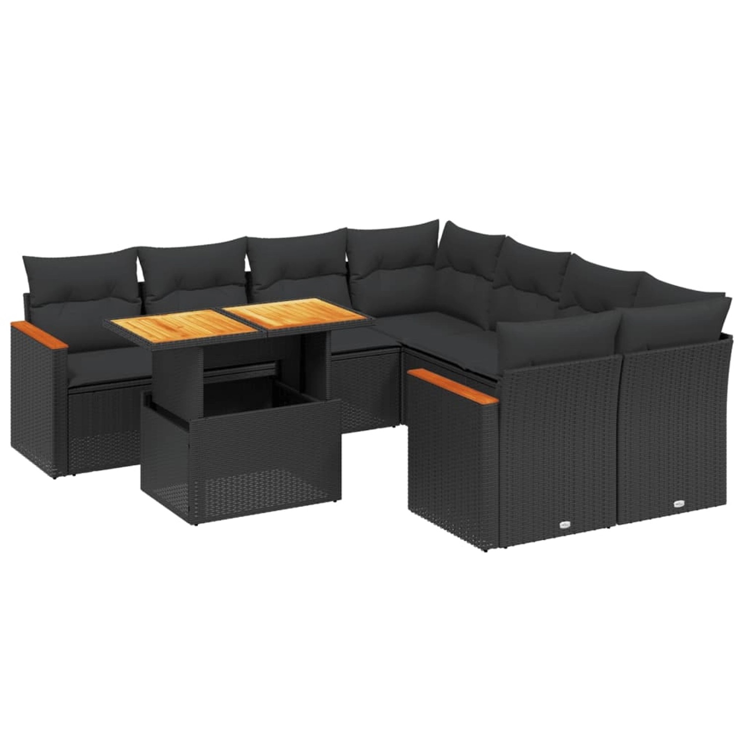 vidaXL 9-Tlg Garten-Sofagarnitur mit Kissen Schwarz Poly Rattan 3273001 günstig online kaufen