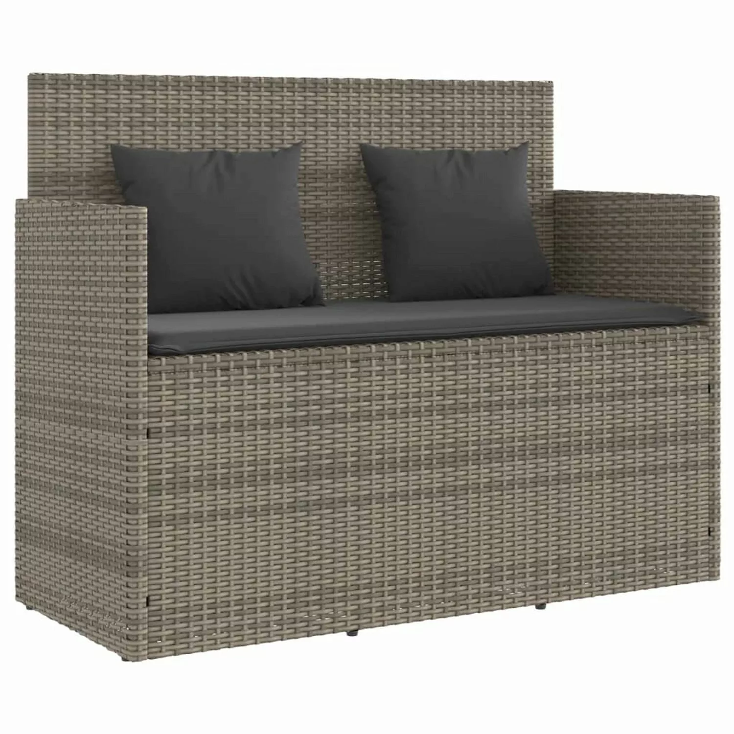 furnicato Gartenbank mit Kissen Grau Poly Rattan günstig online kaufen