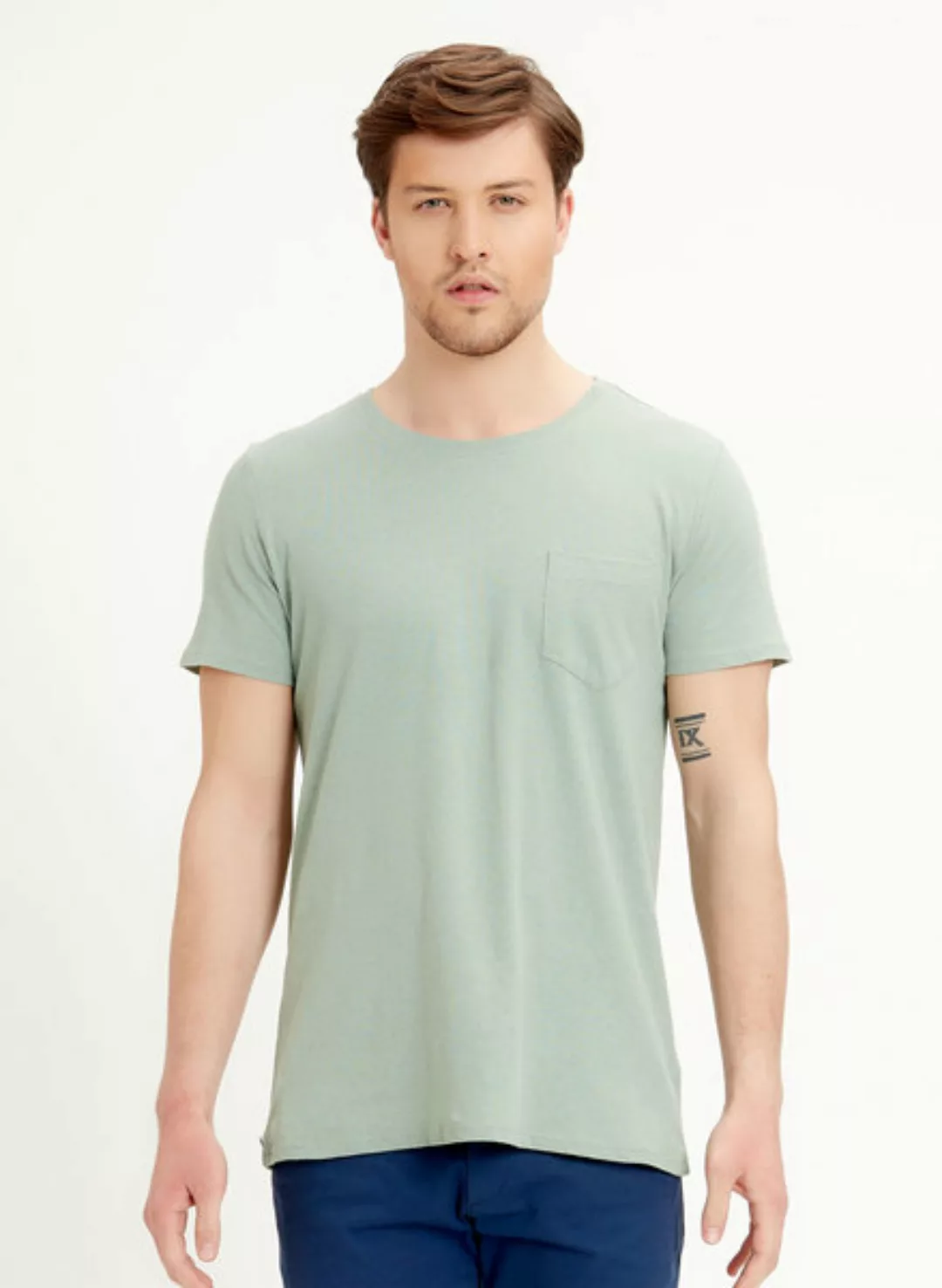 T-shirt Aus %100 Bio-baumwolle Mit Brusttasche günstig online kaufen