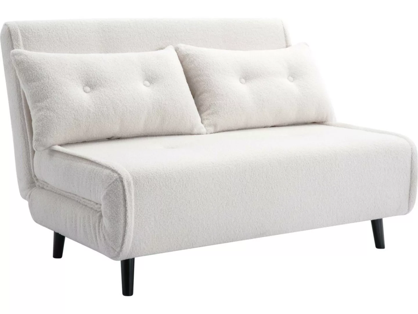 Sofa 2-Sitzer mit Schlaffunktion - Bouclé-Stoff - Elfenbein - URIBIA günstig online kaufen