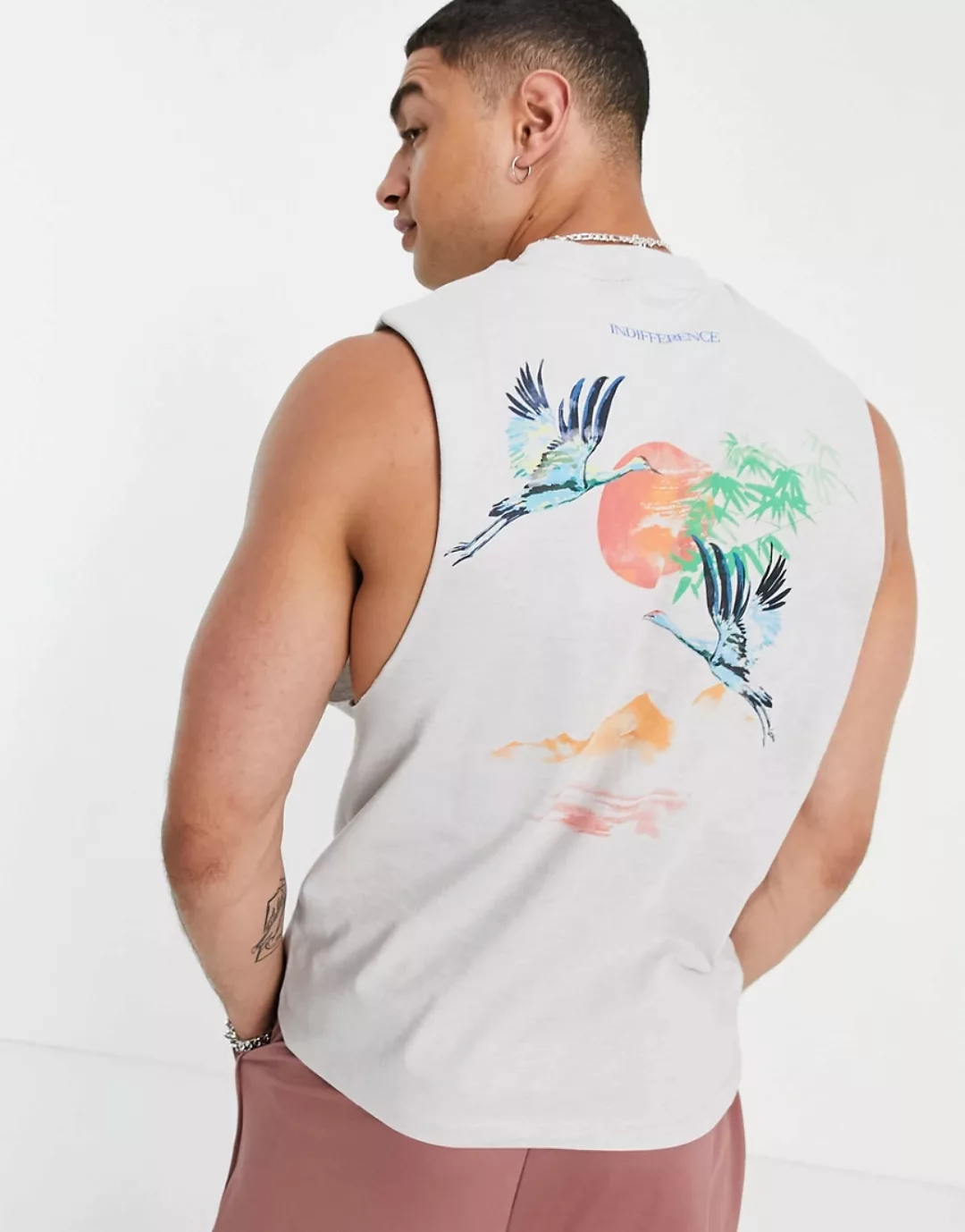 ASOS DESIGN – Lockeres Trägertop in Grau aus Bio-Baumwolle mit Print auf de günstig online kaufen