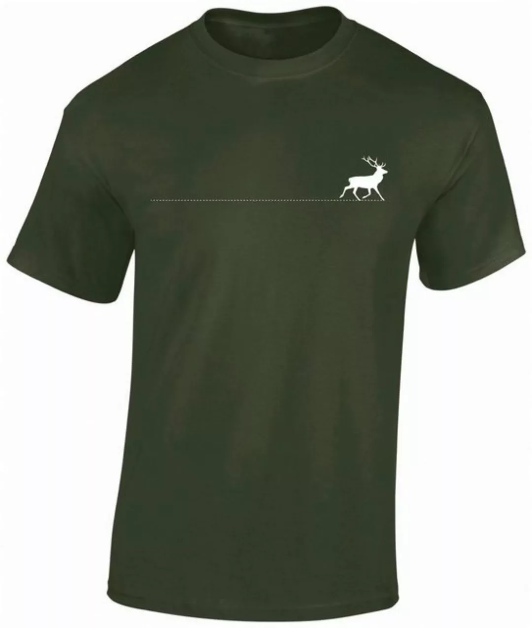 Baddery Print-Shirt Jäger T-Shirt - "Walking Deer" - Geschenk für Jäger - J günstig online kaufen